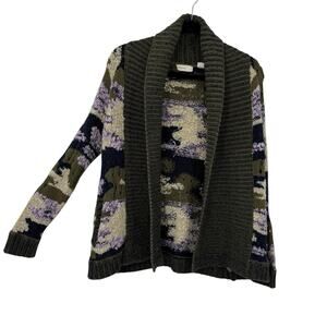 Sleeping On Snow Colorful Knit Cardigan Small Crochet Open Shawl Collar Cocoon